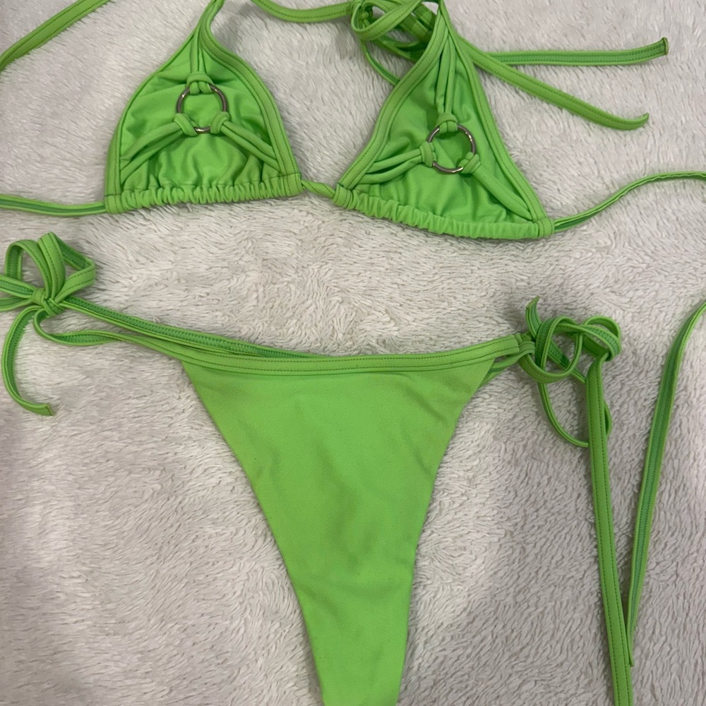 Khassani swimwear Vibrant Green Bikini Set